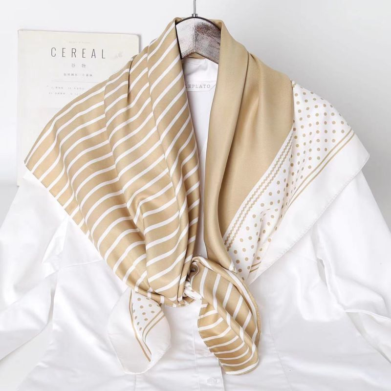 Picture of Autumn and winter all-match shawl animal printed black and white simple large square 90*90CM imitation silk twill silk scarf for women