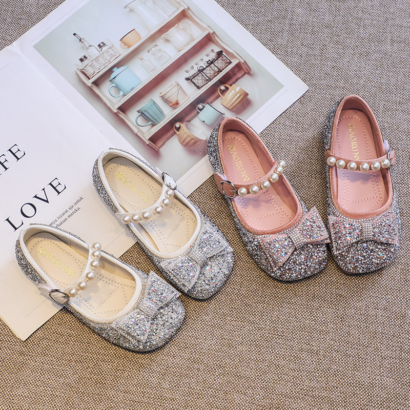 Girls Shoes Princess Elsa Shoes 2023 Spring New Children's Leather Shoes Crystal Shoes Baby Girls Shoes Spring and Autumn Shoes