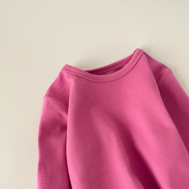 Picture of Children's Pure Cotton Thermal Underwear Boys' Bottoming Shirt Autumn and Winter Girls' Autumn Clothes Single-Piece Top Mid-Children's Half-High Collar Baby