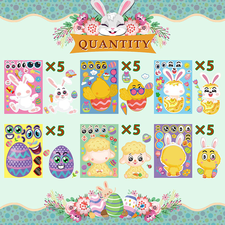 Picture of Easter Bunny Egg Chick Kids Puzzle Fun Stickers Kids Easter Diy Puzzle Sticker