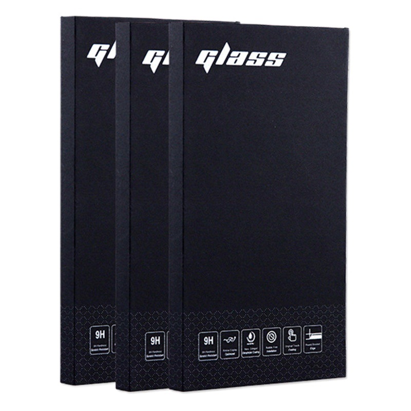 In stock mobile phone tempered film packaging box EVA products black flip box Apple phone case outer packaging book box