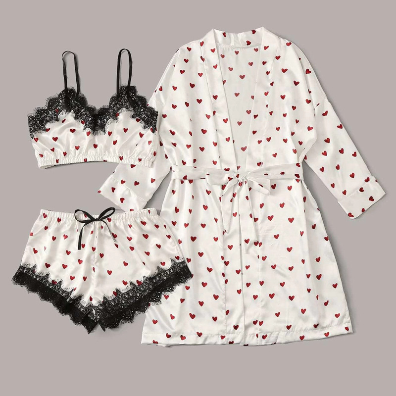 Picture of Source factory cross-border foreign trade supply wholesale women's love summer suit tube top sexy lace ice silk home clothes