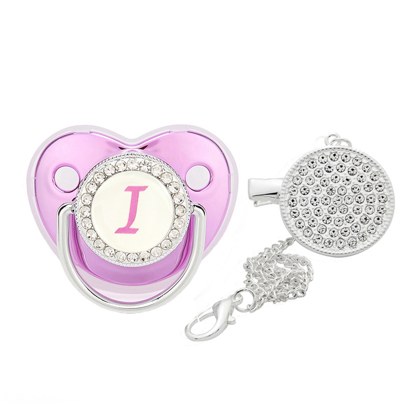 Picture of Cross-border hot new 26 letters purple drill baby play mouth silicone baby comfort play mouth with chain clip