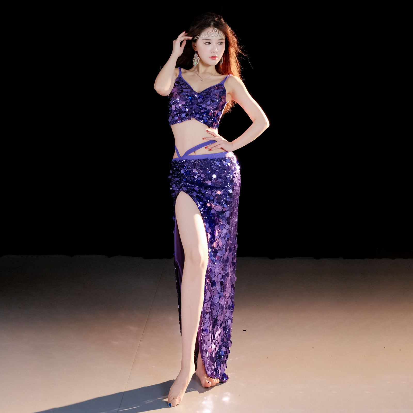 Dancer Original Design Belly Dance Costume Sequin Oriental Dance Solo Drummy Suit 5051