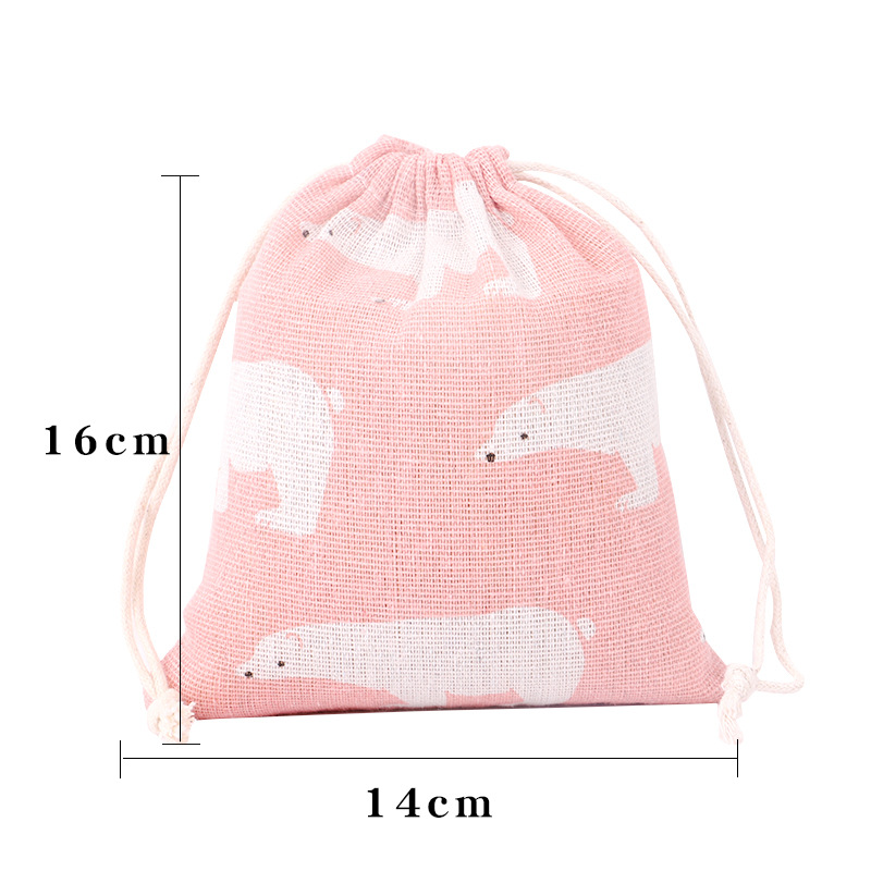 Picture of Printed cotton drawstring bag small bag home travel sundries storage bag Christmas gift packaging bag in stock