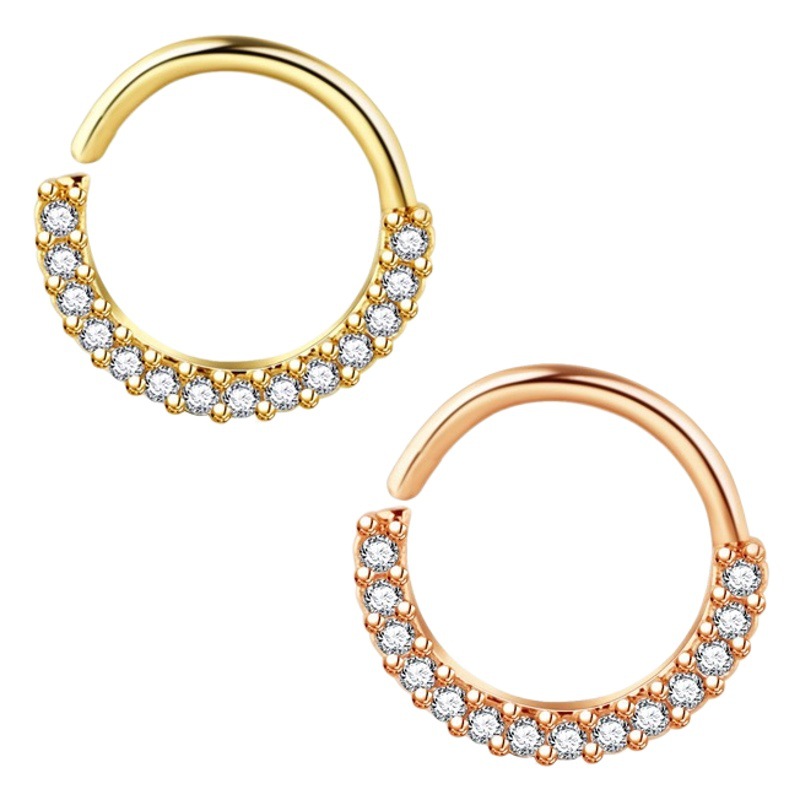 Nose ring lip nail earring copper ring with drill nose nail ear bone nail human body piercing jewelry punk European and American style cross-border new