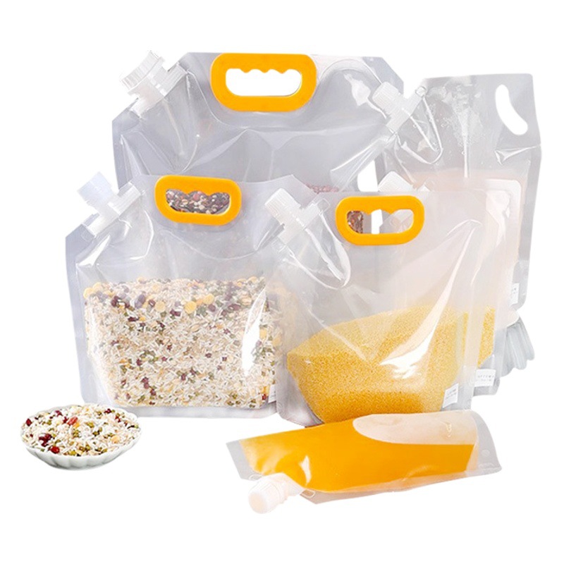 Portable Beer Bag Grain Plastic Packaging Bag Wholesale Food Grade Thickeneded Transparent Nozzle Packaging Bag Customization
