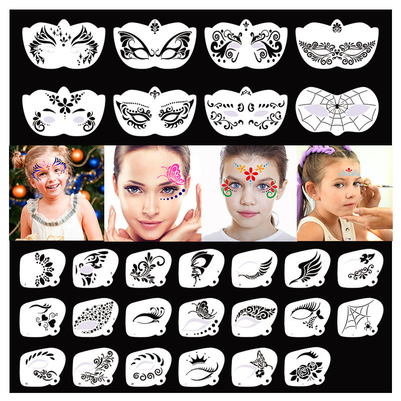 Children's stage makeup face painting template face canthus hollow rubbing human body DIY painting graffiti copy board