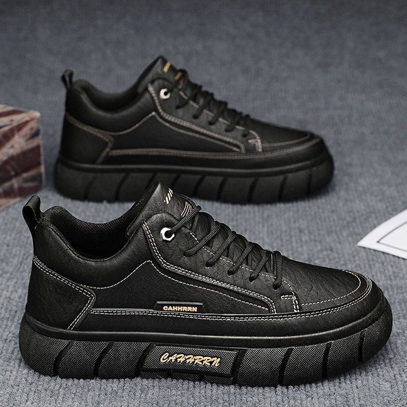Men's Shoes Autumn Waterproof Non-slip Chef Shoes All-match Work Labor Protection Shoes Skate Shoes Men's Sports Casual Black Leather Shoes