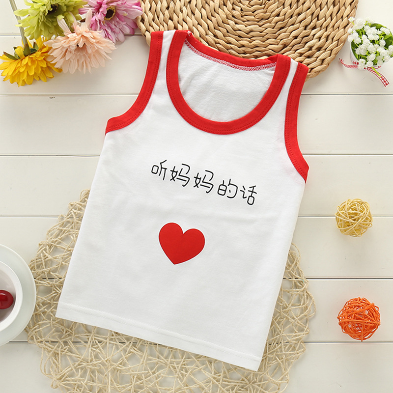 Picture of Children's single-piece vest cotton summer new boys sleeveless top girls Korean version of small and medium-sized children's base shirt wholesale