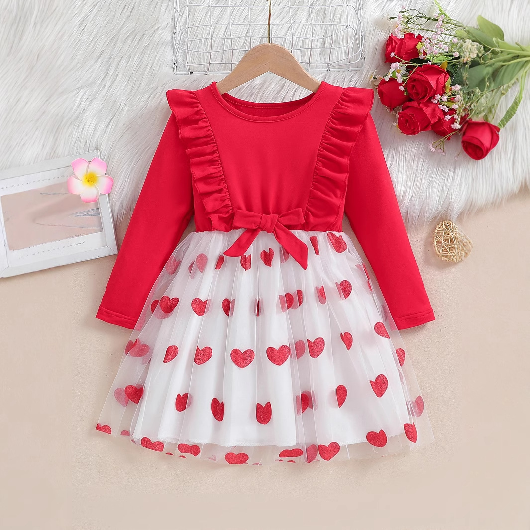 Girls dress Autumn 2024 New Children's Long-sleeved Children's Mesh Dress Girls Internet Popular Foreign Style Princess Dress