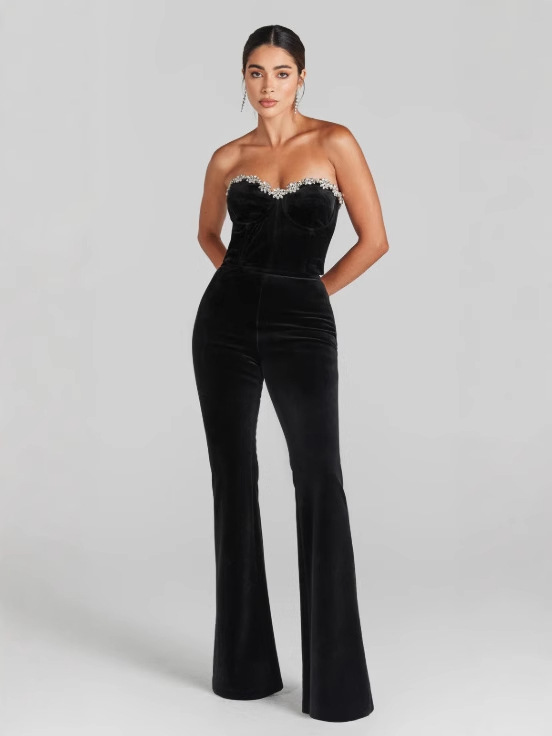 European and American Cross-border High-end Women's Elegant Elegant Wide-leg Pants Women's High-end Light Luxury Rhinestone Women's Pants