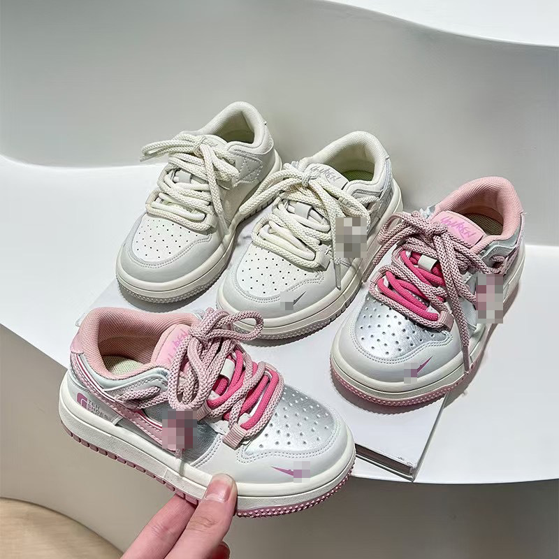 2025 Spring New Girls' Sneakers Children's Casual Shoes Soft Sole White Shoes for Older Children Versatile Student Sports Shoes