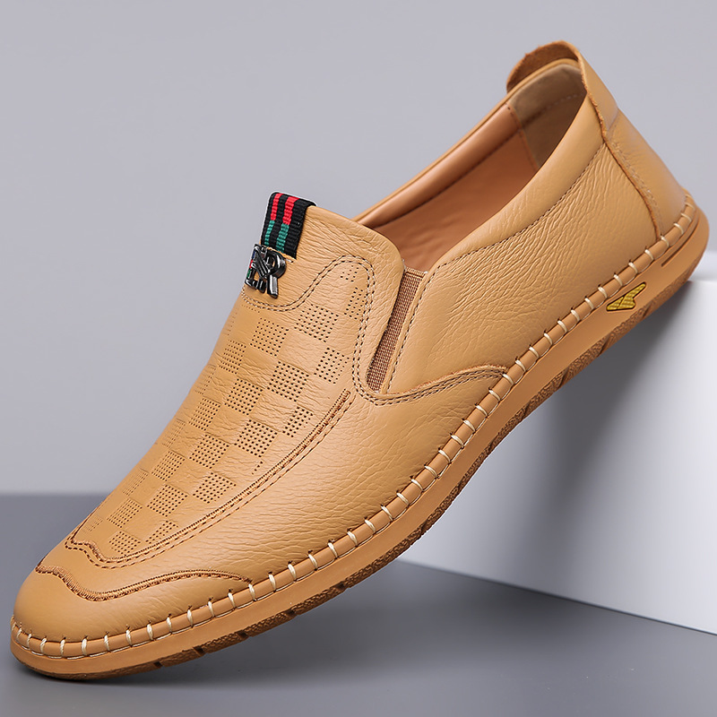2024 Early Autumn New Men's Daily Casual Leather Shoes Men's Handmade Line Leather Top Layer Leather Foot 5586 Shoes