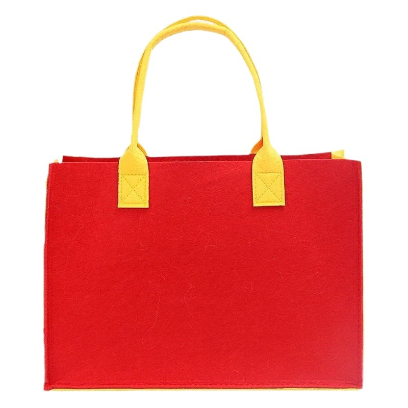 Cartoon Felt Bag Xiaohongshu Popular Printed Cute Handbag Large Capacity Felt Storage Bag Handmade Felt