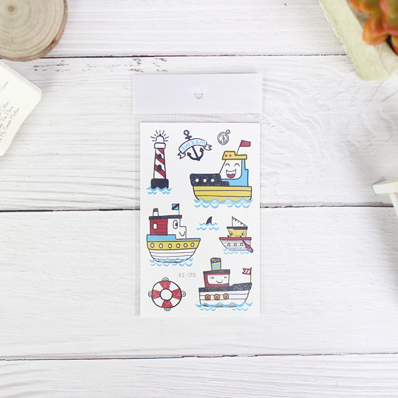 Picture of Children's Cartoon Transport tattoo Paper stickers Aircraft Ship Train Track Creative tattoo stickers