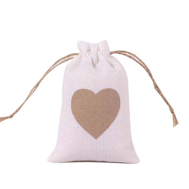 Heart-shaped linen bag printing
