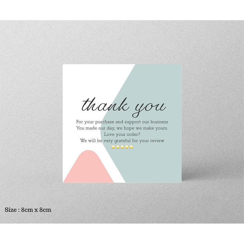 Picture of 30 Sheets/Pack Square Simple Thank You Cards Coated Paper Business Cards Gift Packaging Decorative Cards English Mini Thank You Cards