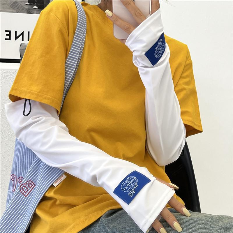 Picture of Summer Solid Color Sun Protection Sleeves Loose Ice Silk Driving Cycling Ice Sleeves Adjustable UV Protection Arm Sleeves
