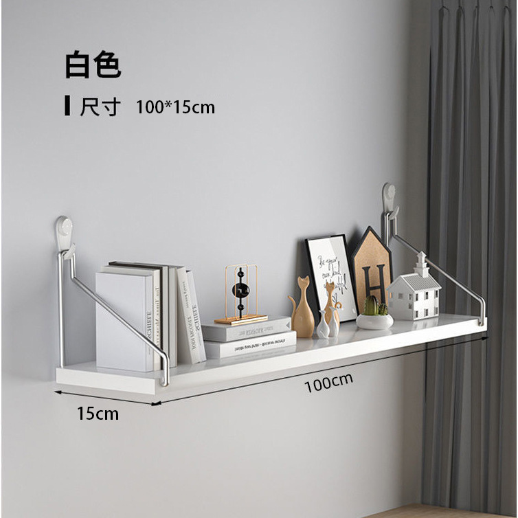 Picture of No-Drill Wall-Mounted Wrought Iron Living Room Entrance Wall Decoration Bedroom Wall Bookshelf Single Shelf Wall Storage Rack