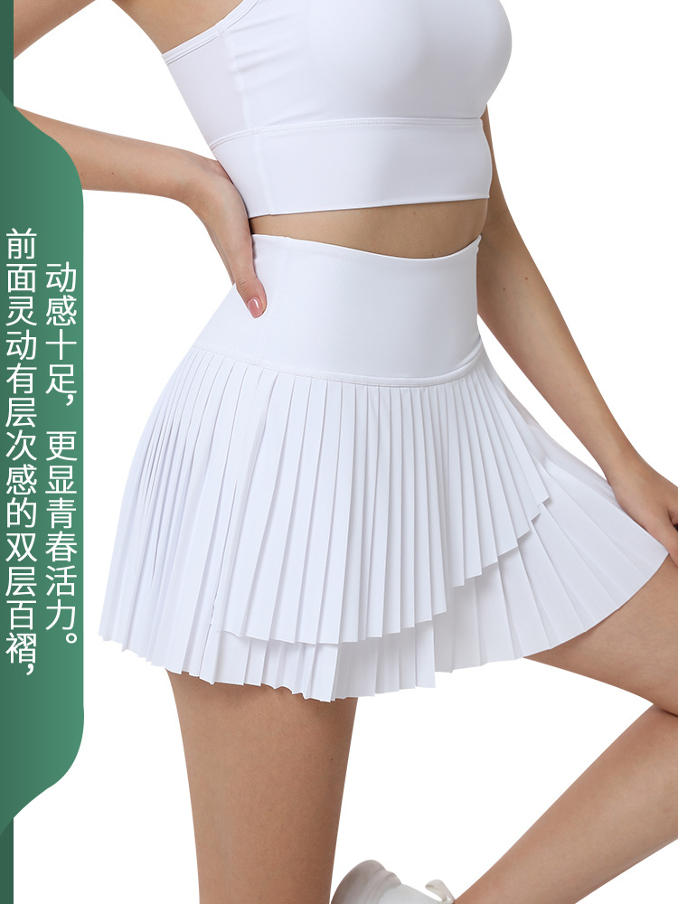Front Double Layer Running Fitness Pleated Yoga Skirt Outdoor Golf Badminton Tennis Skirt Quick Dry Short Sports Skirt Women