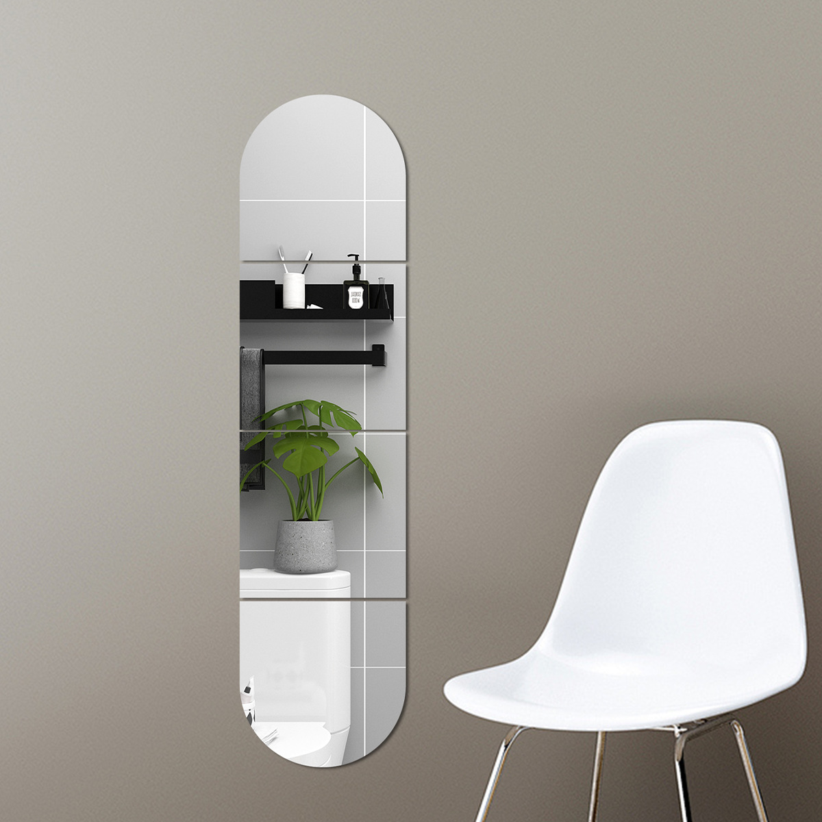 Rounded corner self-adhesive acrylic mirror wall fitting mirror full-body mirror full-body mirror home bedroom soft mirror decoration