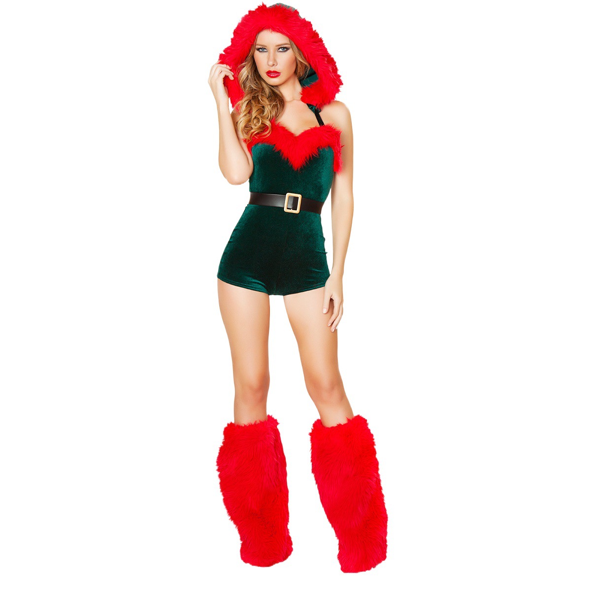 2025 New Christmas Clothing Green Christmas Clothing Long Hair High Quality Export Adult Christmas Skirt Uniform Temptation