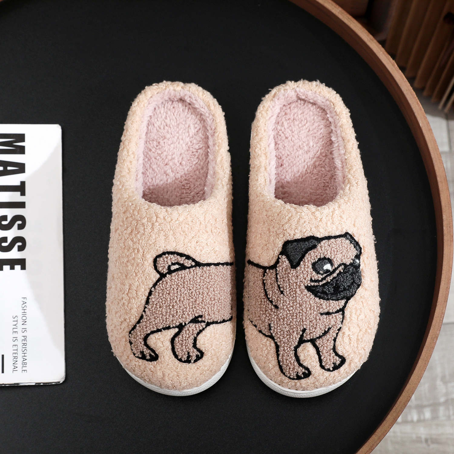 TIKTOK new cross-border cotton slippers men and women home winter pug PUG cotton slippers wholesale generation temu