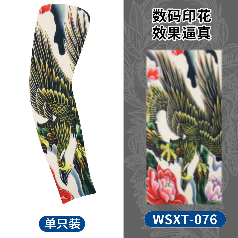Picture of Summer Riding Sunscreen Tattoo Sleeve Simulation Tattoo Quick-drying Arm Protector Outdoor Sports Sunshade Breathable High Elastic Ice Sleeve