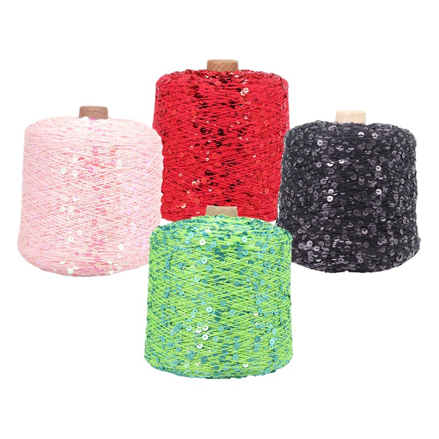 Cotton Bead Yarn 3mm +6mm Size Ply Sequin Yarn Special Hand Textile Fancy Yarn 500g