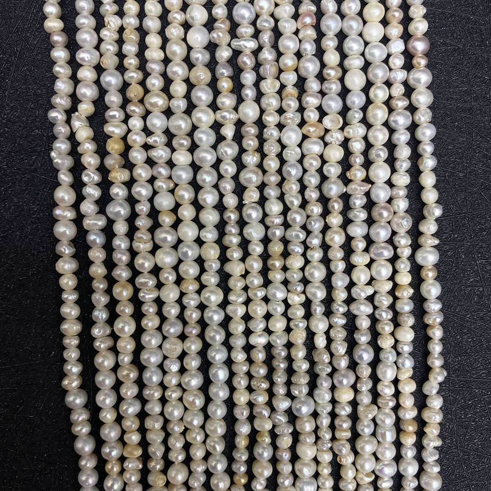 Picture of Grade A Natural Freshwater Pearl Beads 3-4mm Irregular Two-sided Light Pearl DIY Necklace Jewelry Bracelet Accessories
