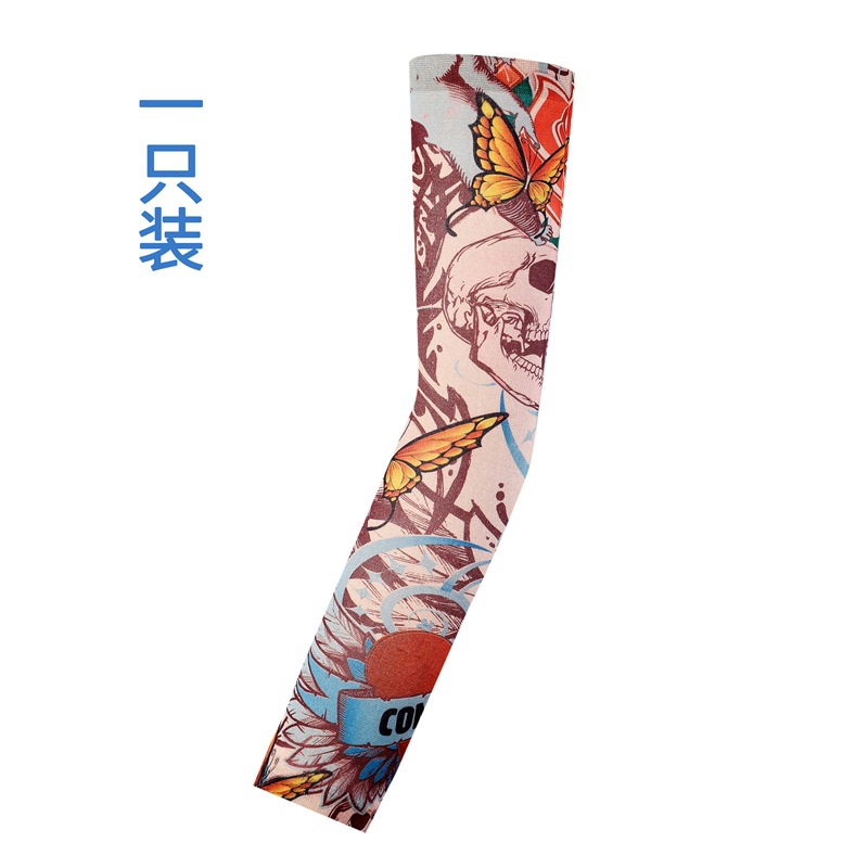 Picture of Flower Arm Tattoo Sleeve Seamless Outdoor Riding Tattoo Sunscreen Sleeve Riding Tattoo Sleeve Optional Color Cross Border