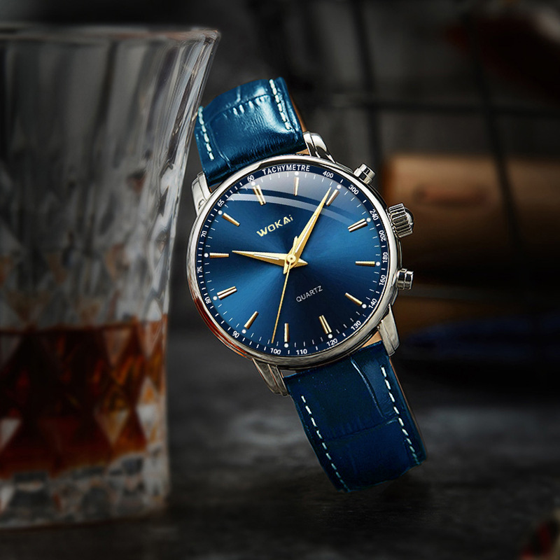 Cross-Border Popular Men's Classic Blue Watch, High-End Business Quartz Watch with Luminous High-Value Gift Watch