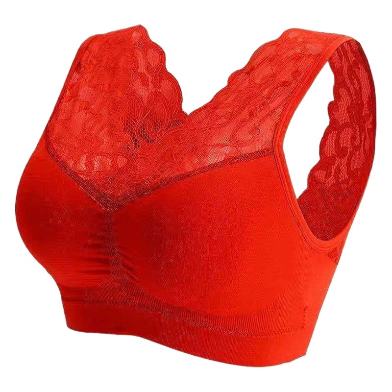 1931 Zodiac Year Red Vest Lace Tube Top Beautiful Back Wrapped Chest Large Size Bra Without Rims Intimates for Women