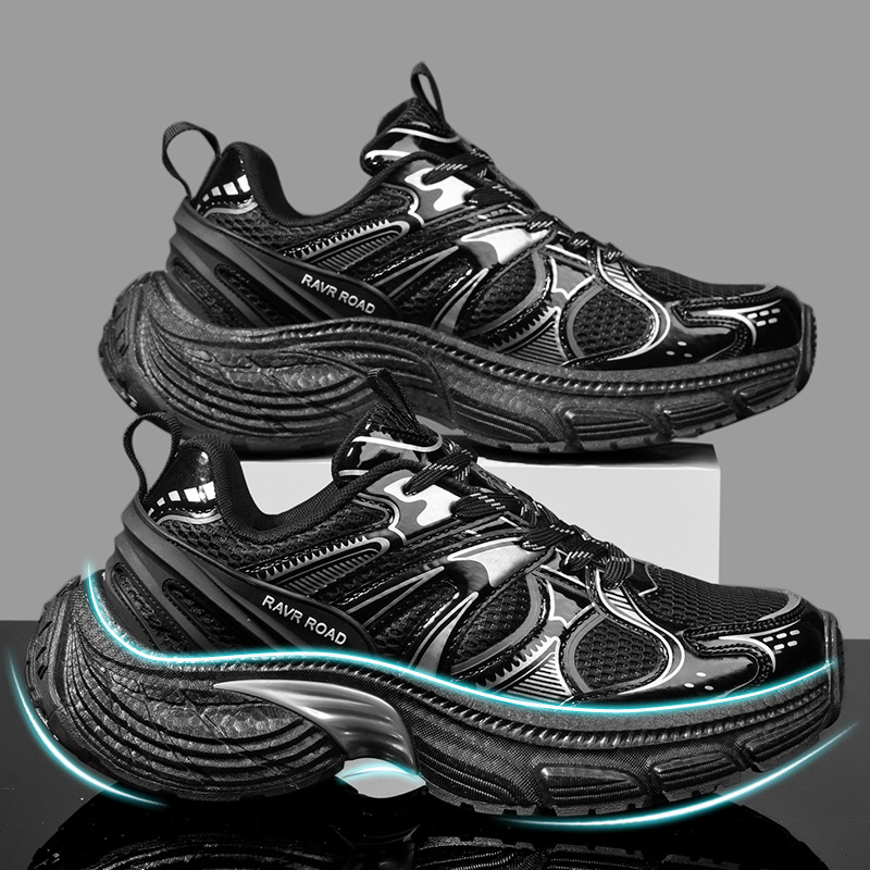 Black Samurai 2025 New Retro Old Shock Absorbing Explosions Increased Sports Fashion All-match Thick Sole Mouth Torre Shoes