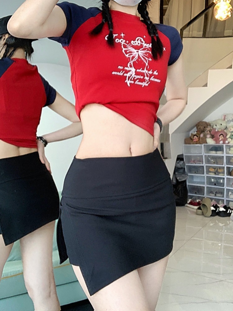 Hot Girl Split Skirt Women's Summer 2024 New Style Short Skirt High Waist Hip Skirt Design Sense Culottes
