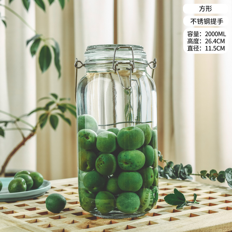 Picture of Wholesale sparkling wine glass bottle green plum bayberry wine bottle with tap brewing bottle household sealed pickled vegetable glass jar