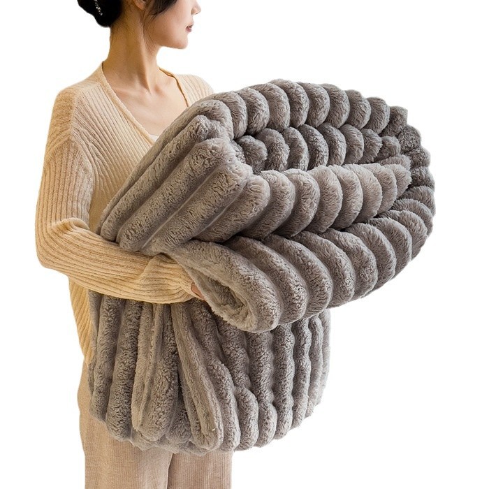 Picture of Rabbit plush blanket flannel blanket nap blanket coral fleece blanket air conditioning blanket winter thick fleece blanket wholesale