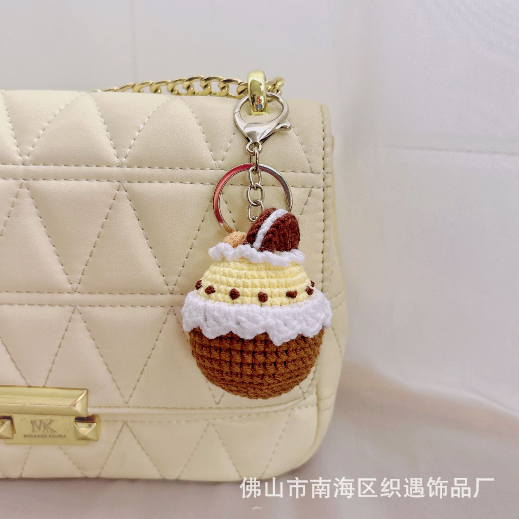 Picture of Handmade crocheted Cola package simulation food pendant creative wool woven small pendant keychain bag pendant