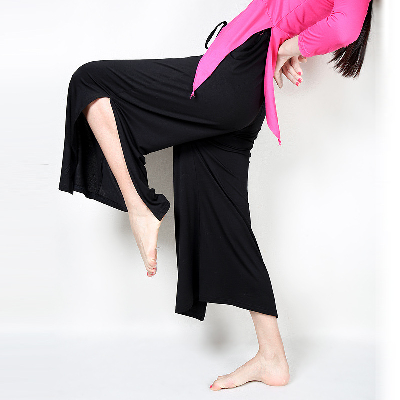 Dance Practice Costume Modal Modern Classical National Jazz Square Dance Open-Slot Wide-Leg Pants for Men and Women Adults