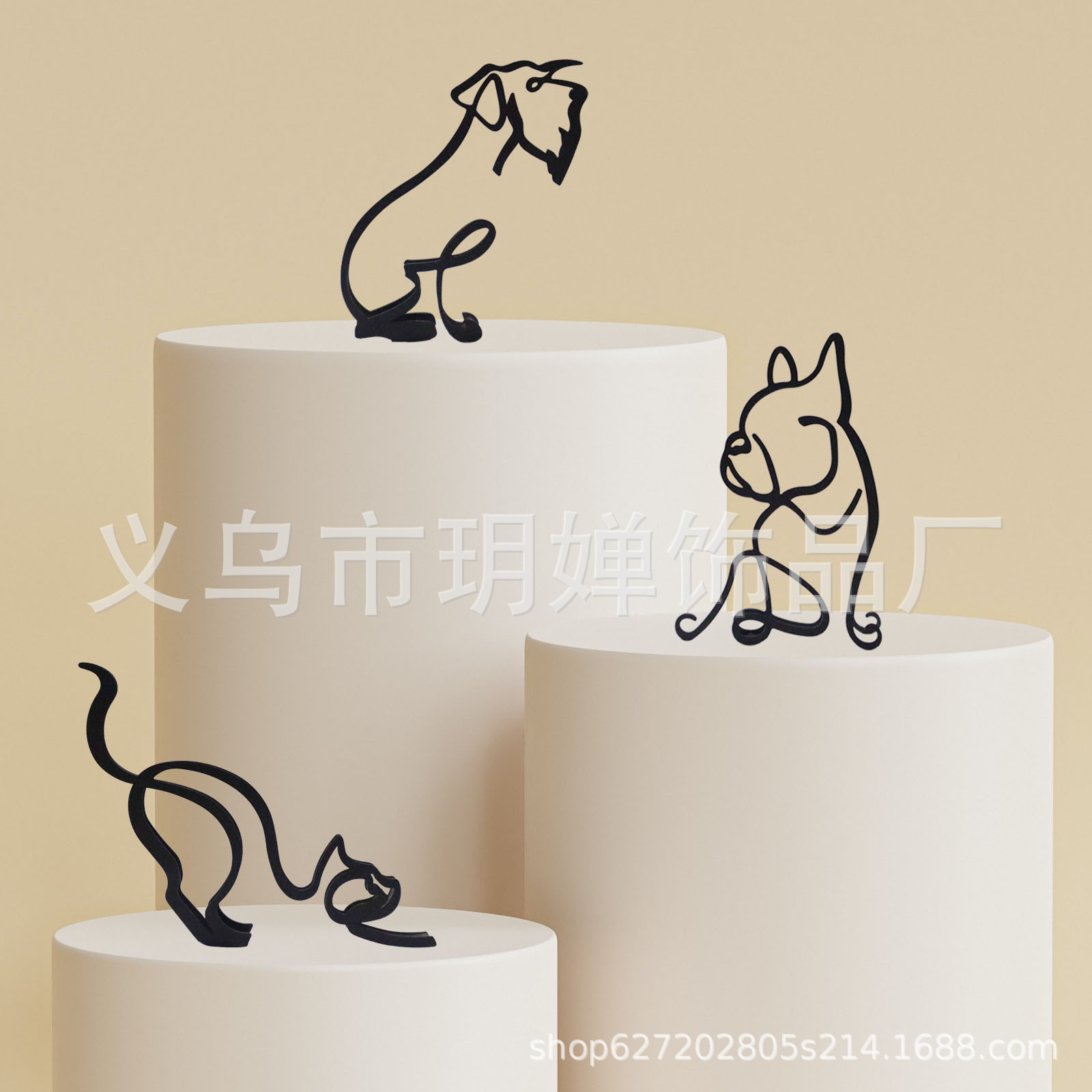 Cross-Border New Decorations Animal Metal Iron Art Creative Dog Cat Bedroom Living Room Crafts Ornaments Wholesale