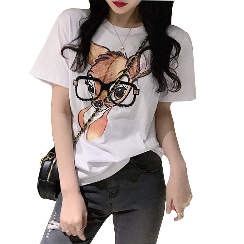 Picture of ins Artistic Women's Casual Base Shirt Women's Korean Loose Top Women's Summer Couple's Short Sleeve T-Shirt Women's Wholesale