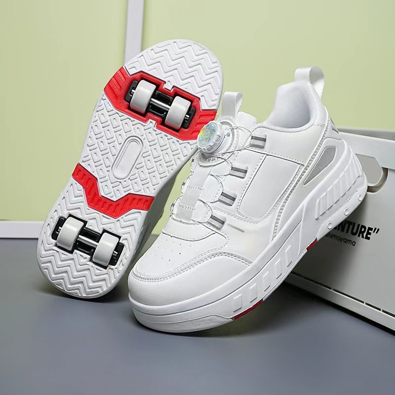 Picture of Pulley Heol Shoes Skate Shoes Four-wheel Deformation Shoes Children Adult Roller Skate Shoes Wheel Shoes Double Rai Wheel New