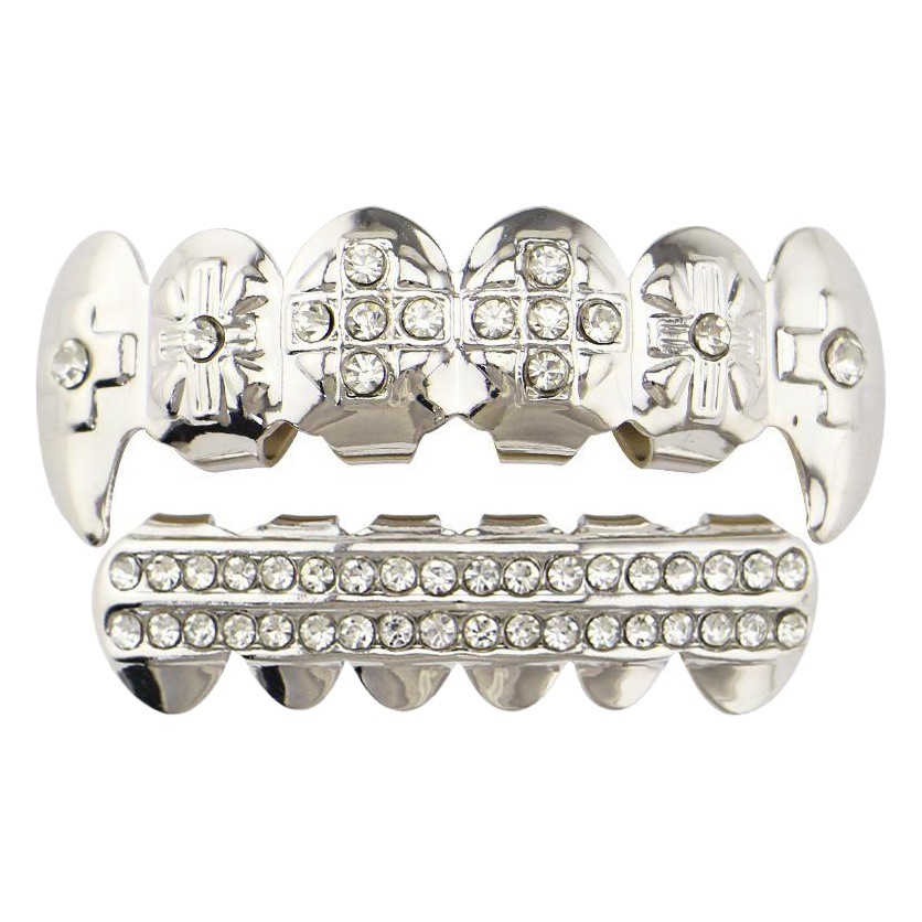 18 Plating Diamond-encrusted Hip-hop Braces for Men and Women European and American Halloween Tiger Tooth Vampire Dentures Canine Teeth