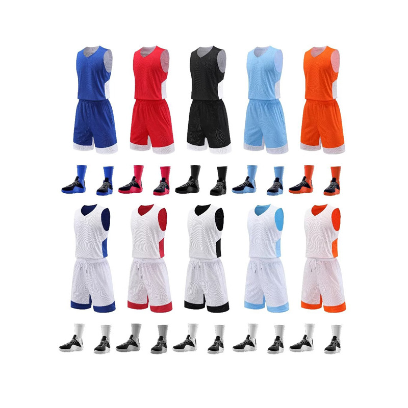 Double-sided basketball uniform set Z set group purchase competition team uniform men's Jersey student loose children's training camp set z printing