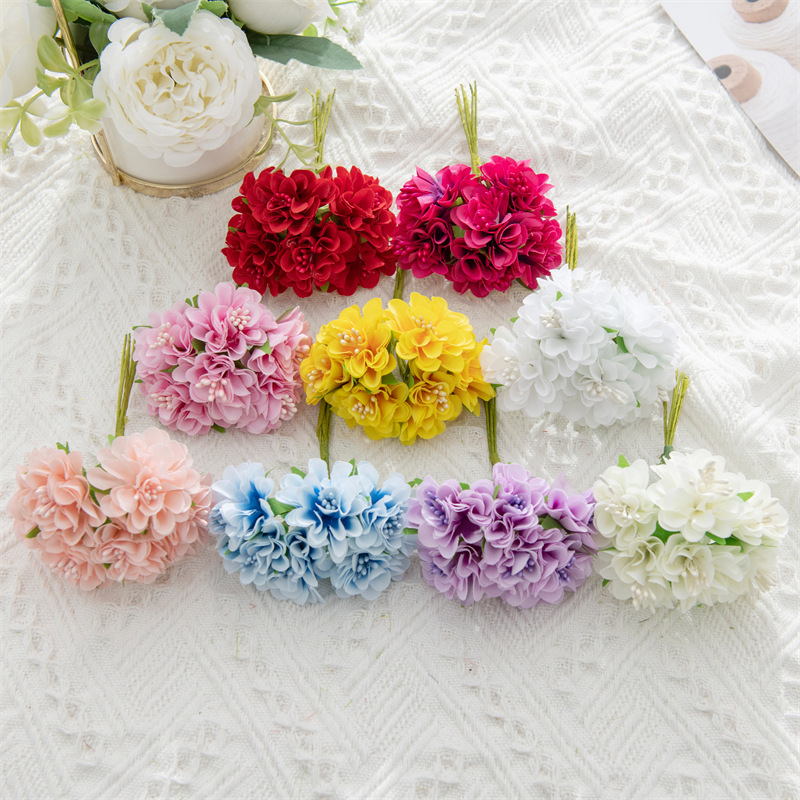 Picture of Foreign trade silk flower artificial flower stamen cut flower bouquet wreath material wedding leaf wedding box decoration