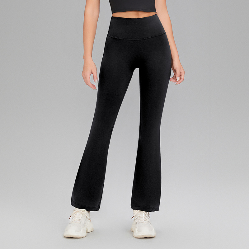 Picture of Lycra High-elastic Naked Shark Pants Hip-lifting High Waist Slimming Wide Leg Sports Fitness Flared Pants Women's Outer Wear Yoga Pants