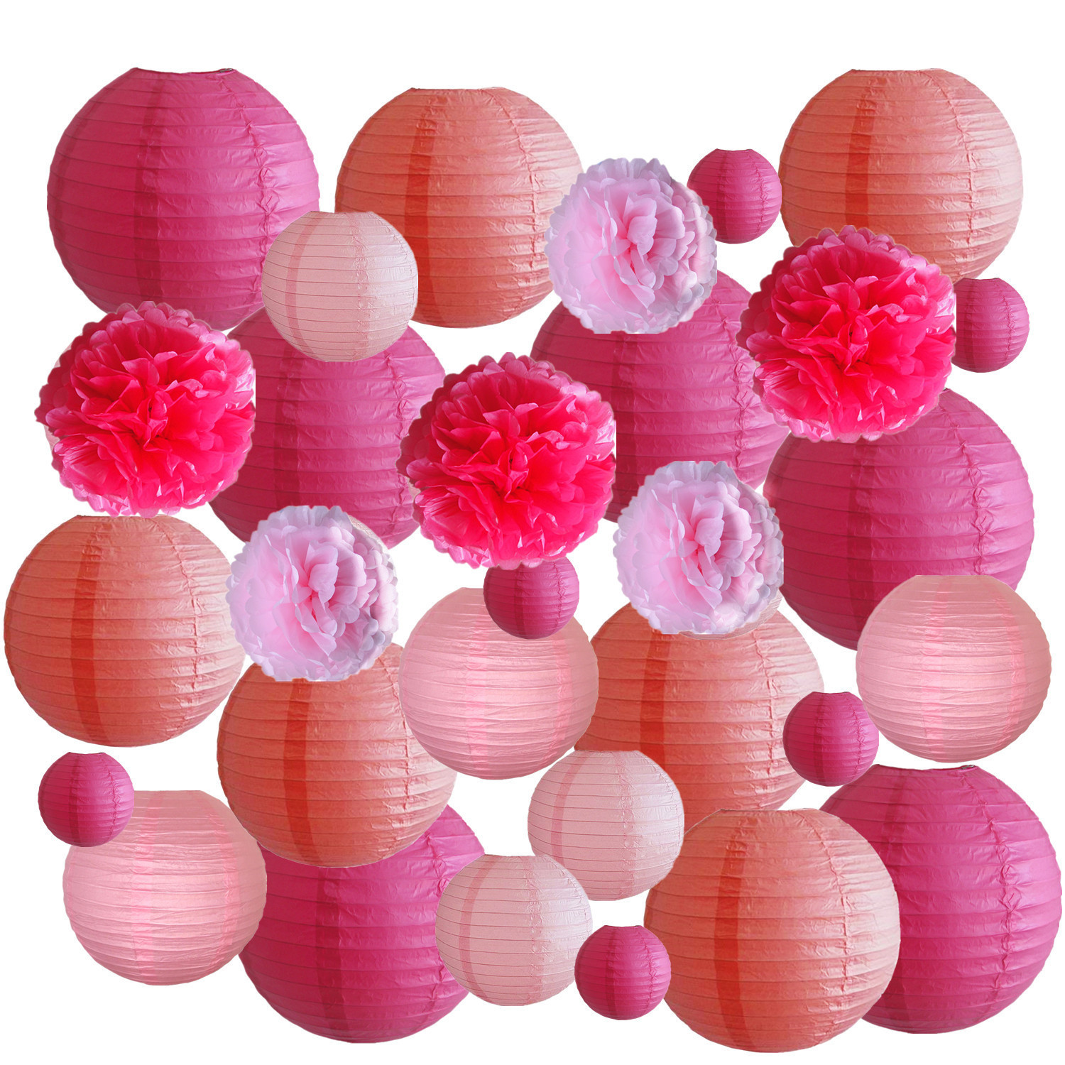 Picture of Spring, Summer, Autumn and Winter Colorfulful Paper Lanterns Round Foldableable Paper Art Combination Set Hanging Lanterns
