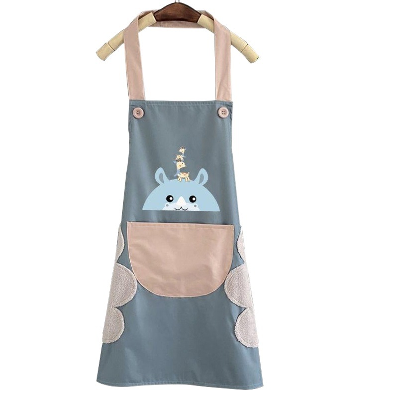 Home Creative Fashionable Apron Waterproof and Oil-Proof Polyester Cooking Home Cute Deer Hand Wiping Sleeveless Kitchen Apron