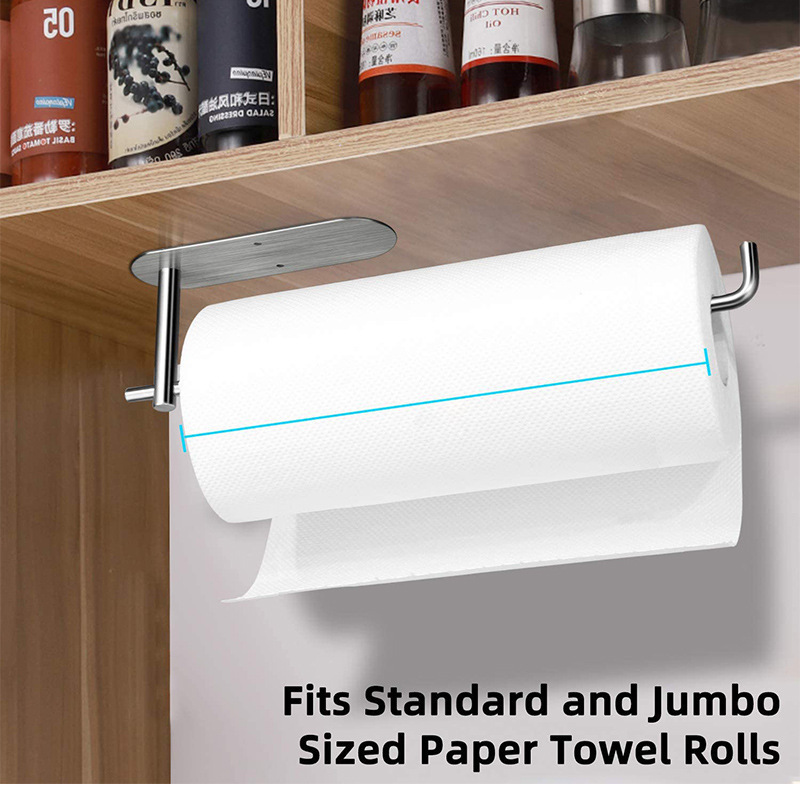 Stainless Steel Kitchen Paper Towel Holder Without Punching Wall-Mounted Oil-Absorbing Paper Cling Film Storage Rack Rag Roll Paper Holder in Stock
